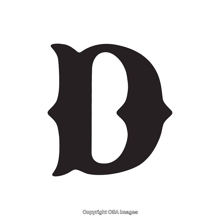 Stylized Black Letter D in Decorative Serif Typography Design
