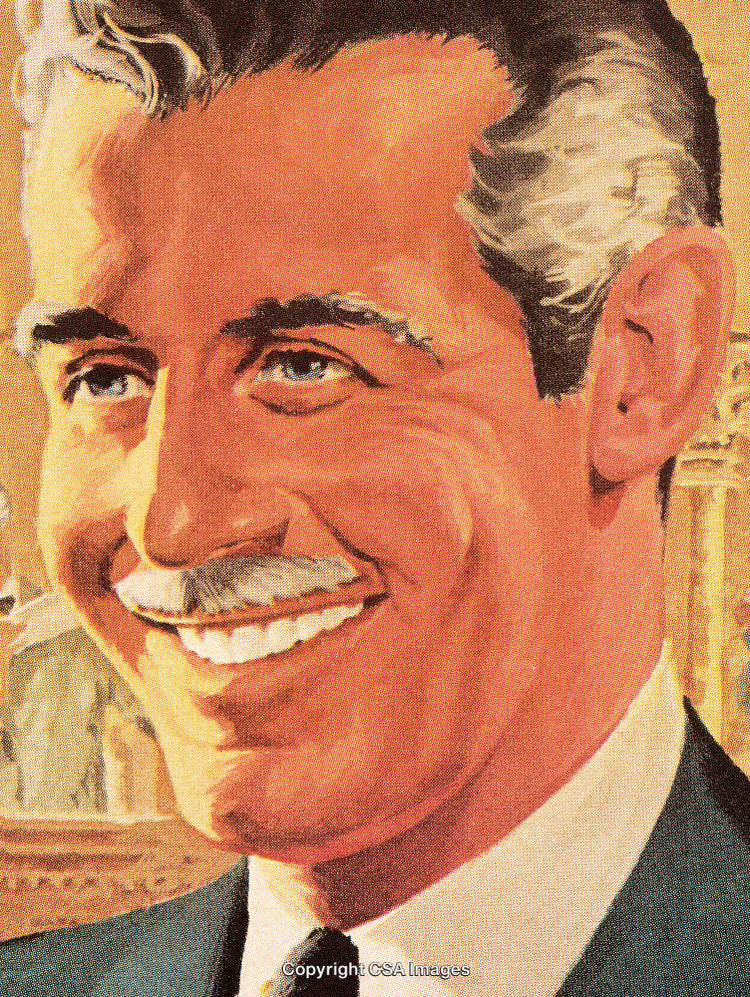 Vintage Illustration of a Smiling Man in Formal Attire