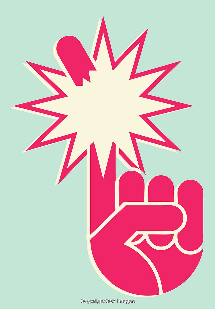 Bold Minimalist Illustration of a Finger Touching a Star Burst Effect