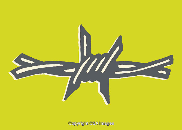 Minimalist Illustration of Barbed Wire on a Bright Yellow Background