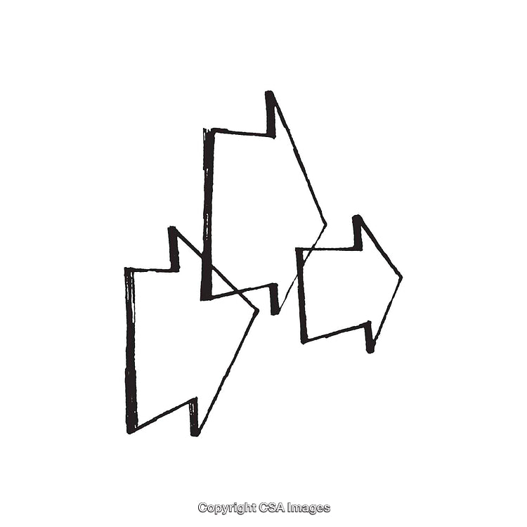 Abstract Black and White Hand-Drawn Arrows on White Background