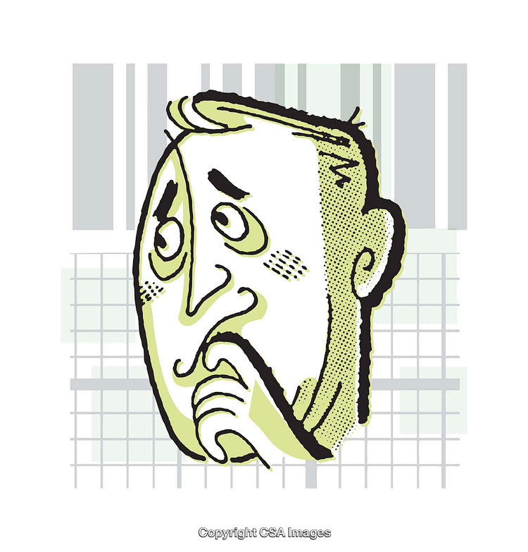 Whimsical Illustration of a Pensive Character Contemplating Thoughts in Color