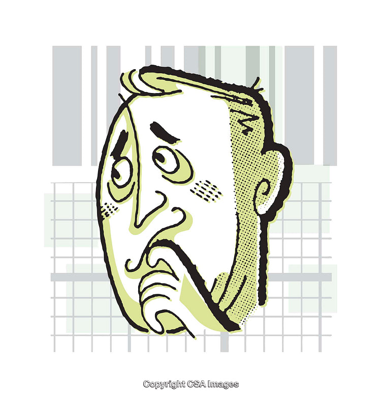 Whimsical Illustration of a Pensive Character Contemplating Thoughts in Color