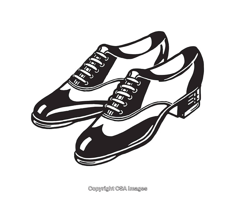 Black and White Illustration of Pair of Elegant Dress Shoes