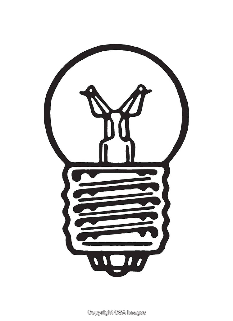 Black and White Line Art of a Minimalistic Light Bulb Design