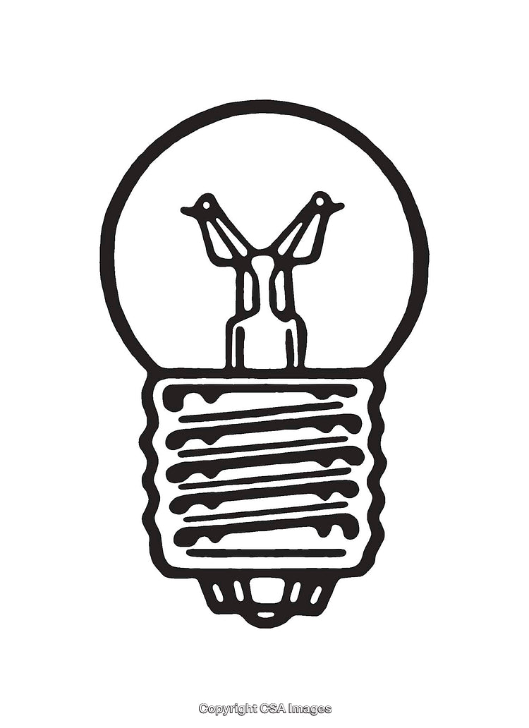 Black and White Line Art of a Minimalistic Light Bulb Design