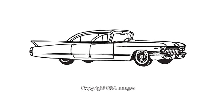 Vintage Car Line Art Illustration Featuring Retro Design Elements