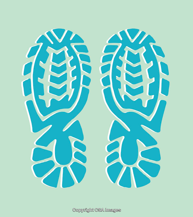 Blue Footprint Tread Illustrations in Simplistic Line Art Style