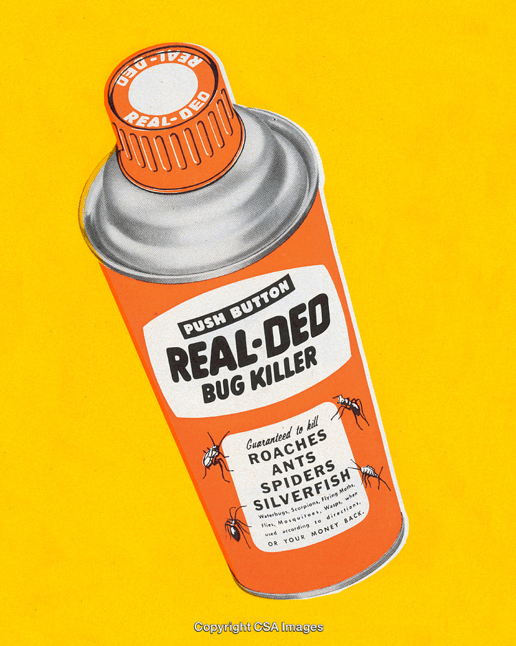 Retro Illustration of a Bug Spray Can with Bright Yellow Background