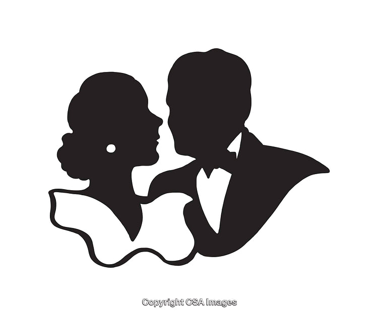 Silhouette of a Couple in Formal Attire Looking Fondly at Each Other