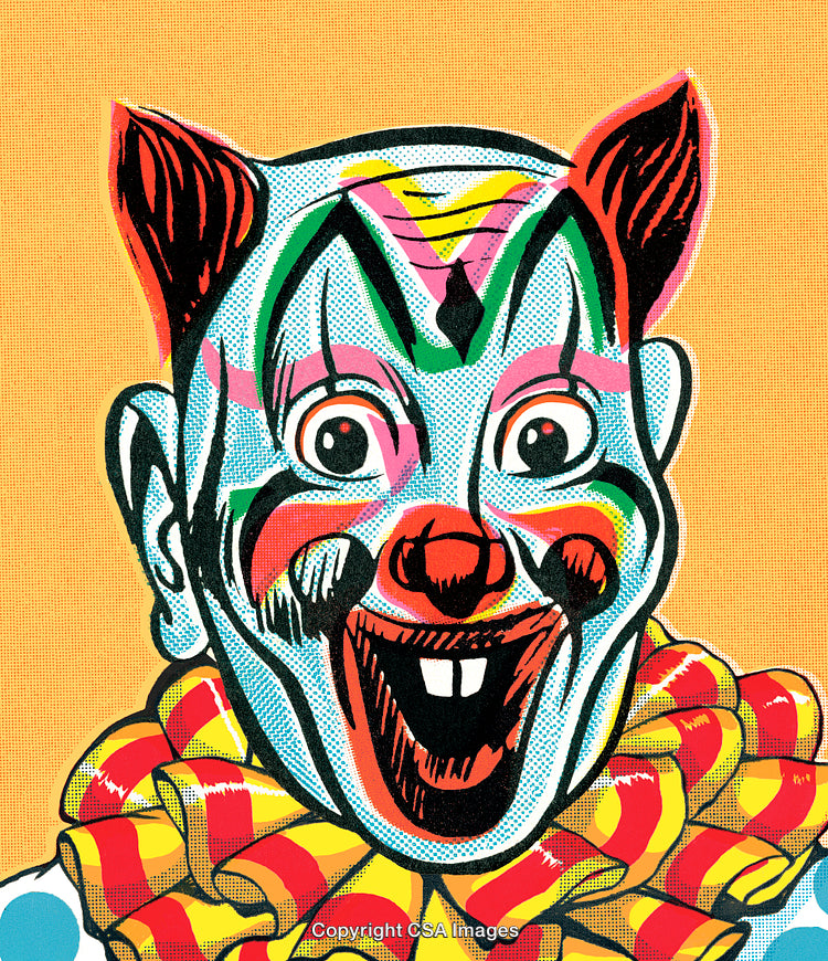 Colorful Comic Style Illustration of a Clown with Vibrant Details
