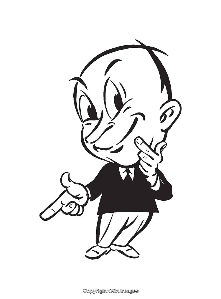 Cartoon Character Line Art Illustration in Black and White