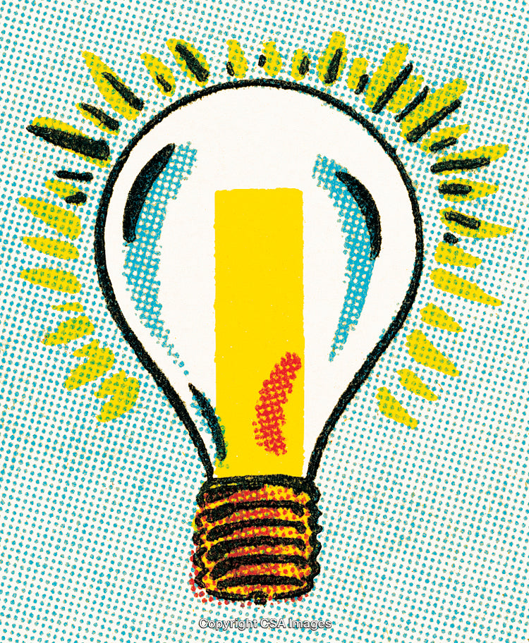 Vibrant Comic-Style Light Bulb Illustration Evoking Creativity and Innovation