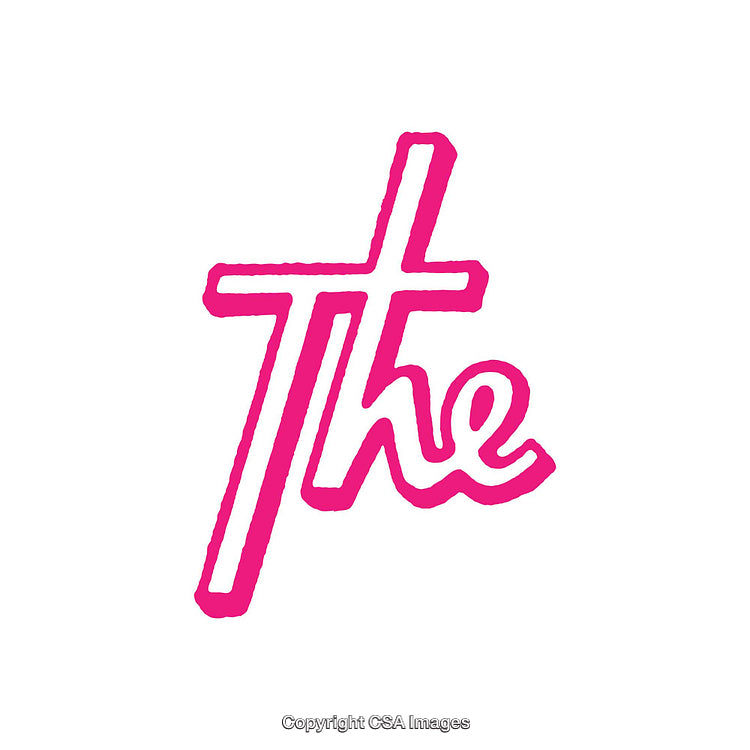 Pink Lettering Depiction of the Word 'The' on White Background