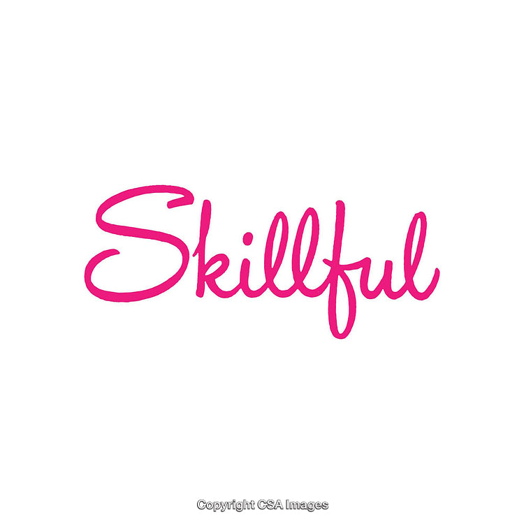 Stylish Pink Script Font Design Showcasing the Word Skillful on a White Background
