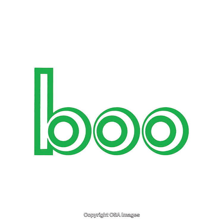Green Text Design Featuring the Word 'Boo' with Bold Geometric Styling