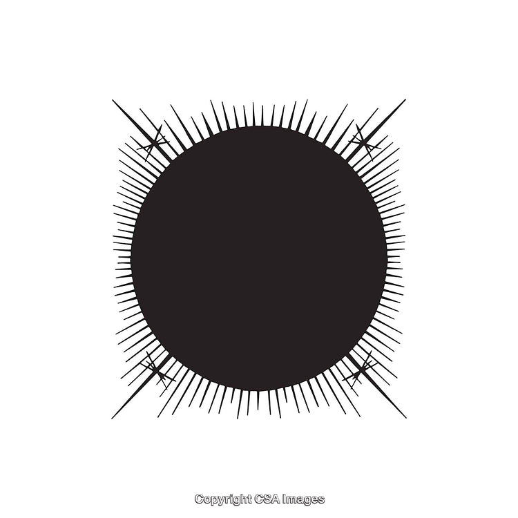 Abstract Black Circle With Radiating Lines and Stars Design