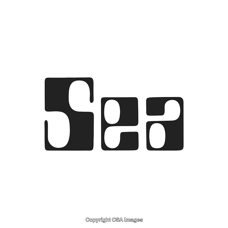 Creative Black And White Artistic Typography Design of The Word 'Sea'
