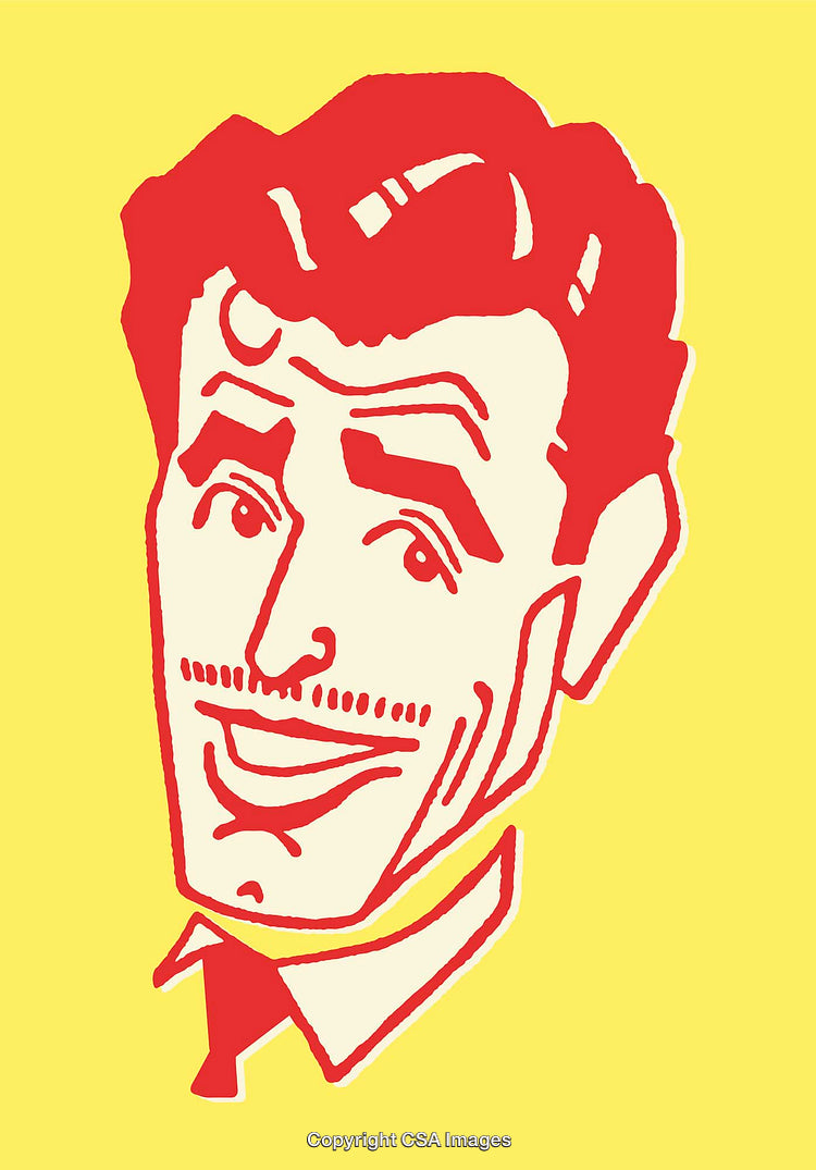 Vector Art of a Smiling Man in a Retro Style Design