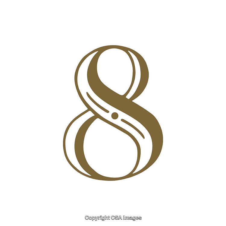 Elegant Artistic Design of Number Eight in Stylized Golden Typography
