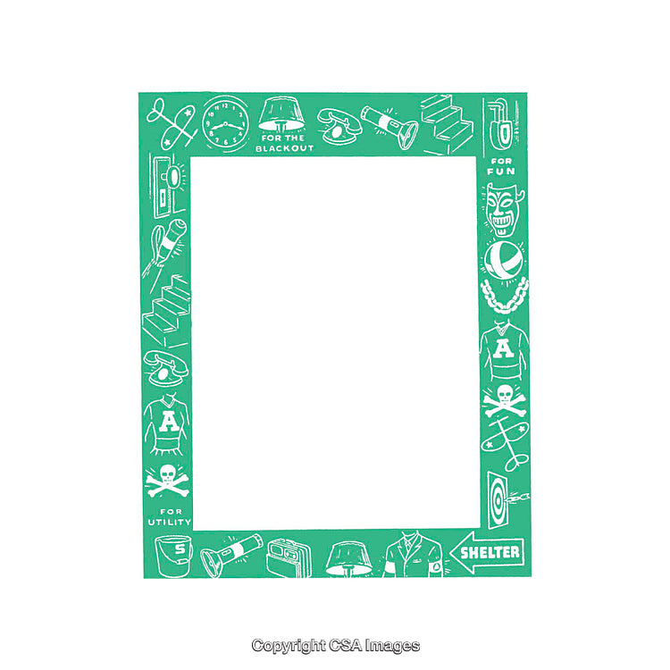 Creative Green Illustration Frame with Various Icons and Text Decorations