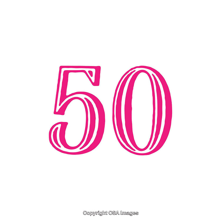 Bright Pink Number 50 Design on a Clean White Background