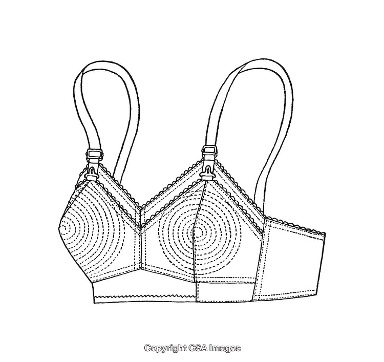 Black and White Line Art Illustration of a Lingerie Top Design