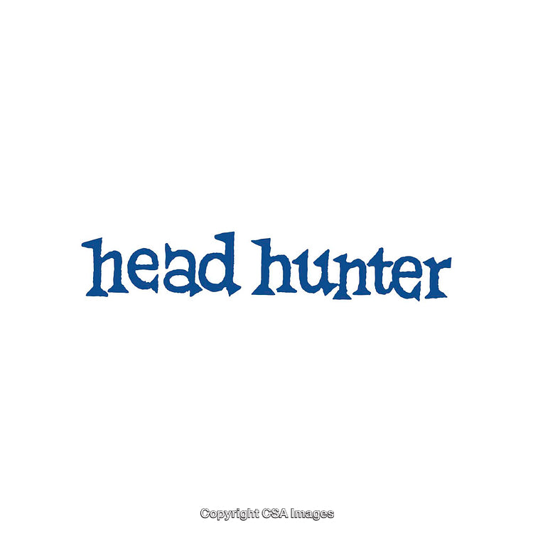 Stylish Blue Text Graphic Featuring 'Head Hunter' on White Background