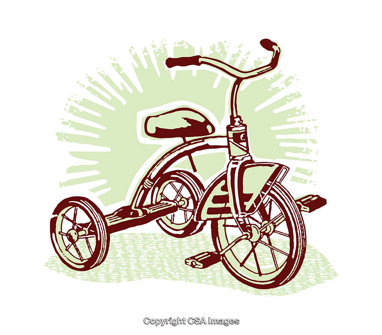 Vintage Tricycle Illustration With Artistic Green and Brown Themes