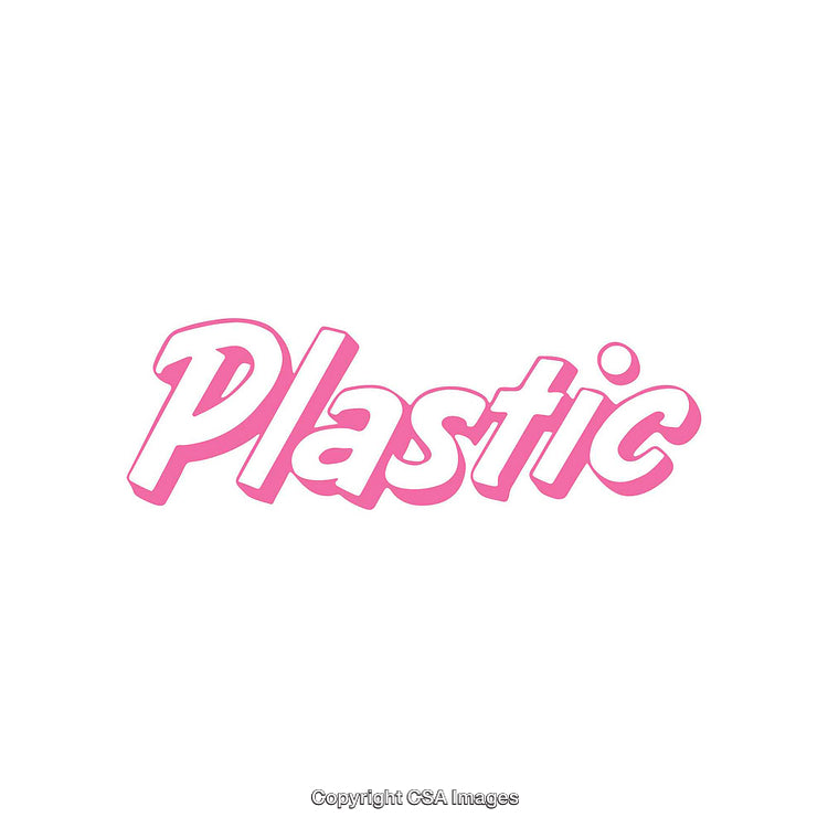Pink Text Plastic Typography on White Background