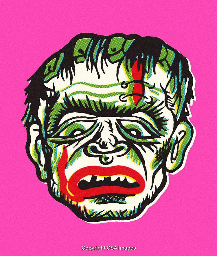 Colorful Pop Art Illustration of a Spooky Zombie Face