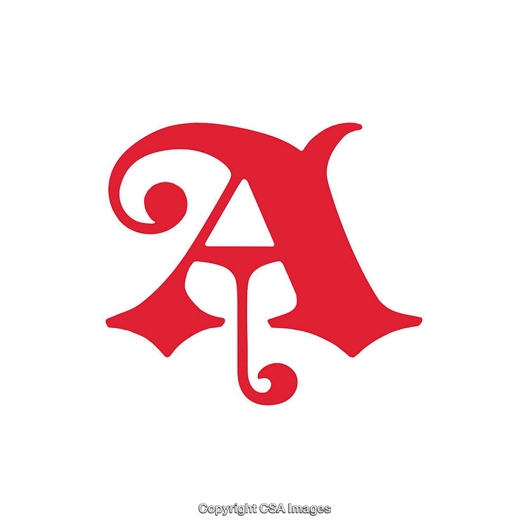Ornate Red Letter A with Decorative Design Elements