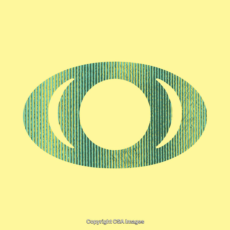Stylized Circular Pattern with Abstract Striped Design on Yellow Background