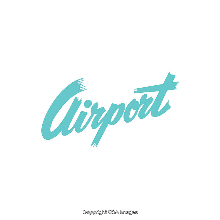 Stylish Teal 'Airport' Script Typography on White Background