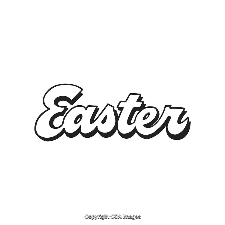 Easter Typography in Decorative Bold Lettering Design on White Background