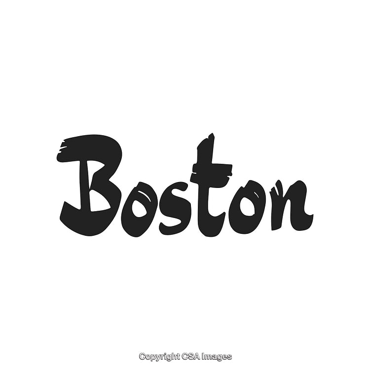 Stylized Boston Text Illustration With Decorative Typeface on Clean Background