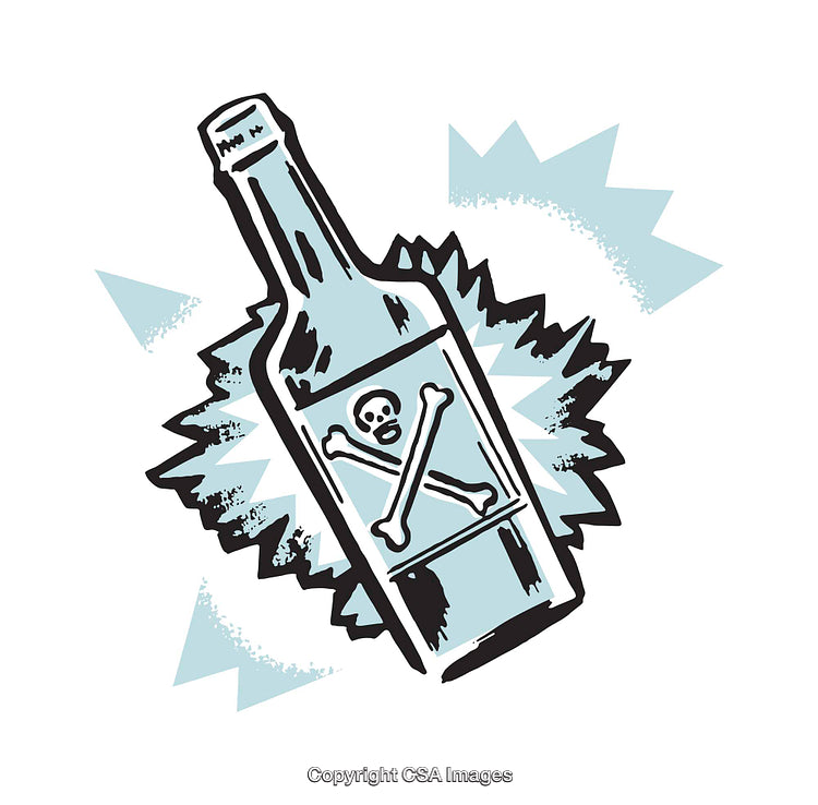 Dangerous Bottle with Skull and Crossbones Icon in Color Style