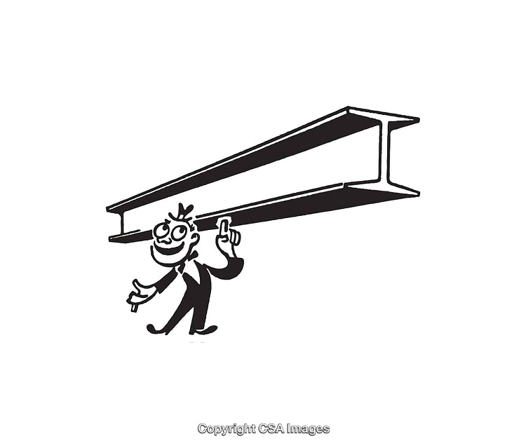 Whimsical Line Art Illustration of a Character with a Structural Beam