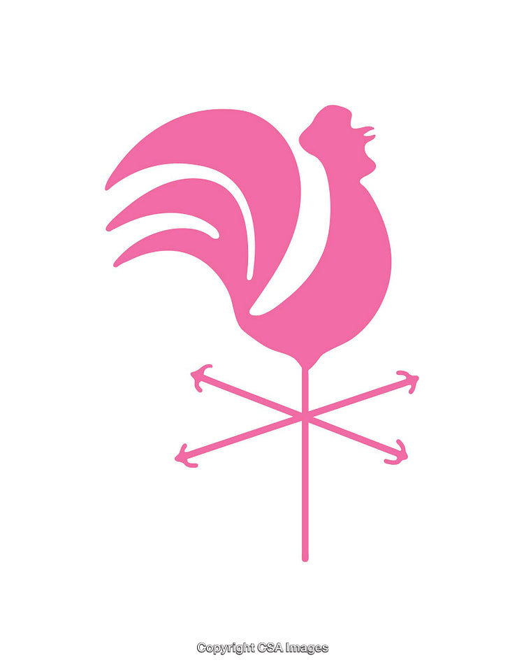 Pink Rooster Weather Vane Icon Featuring Minimalist Design and Clear Lines