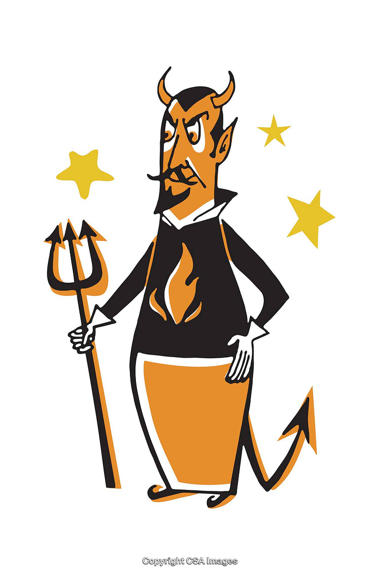 Whimsical Cartoon Illustration of a Devil Character with Stars