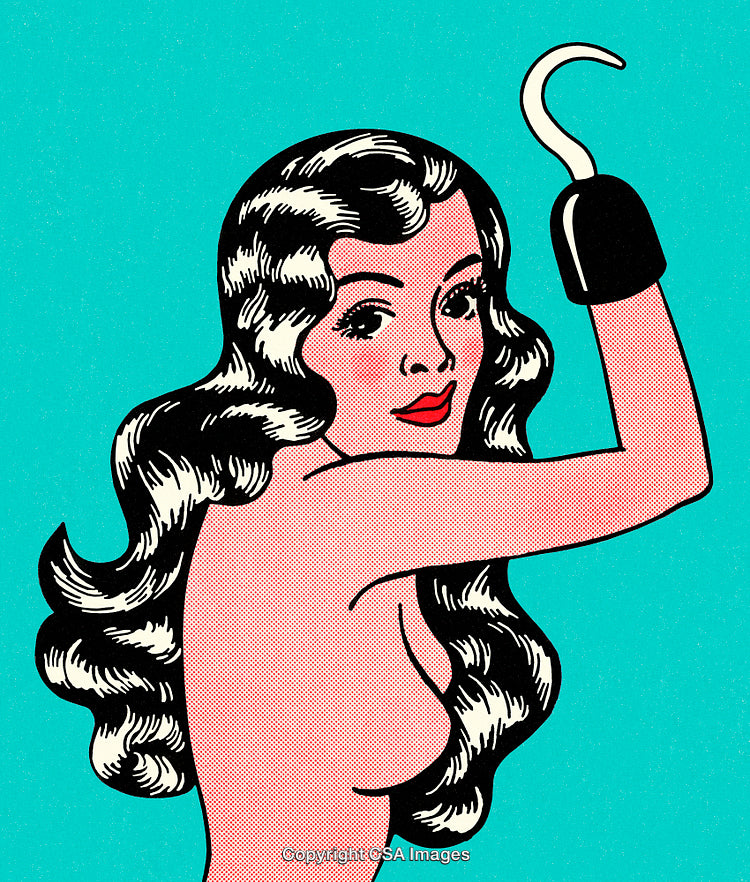 Pop Art Illustration of Woman with Stylish Hair and a Hook Prosthetic