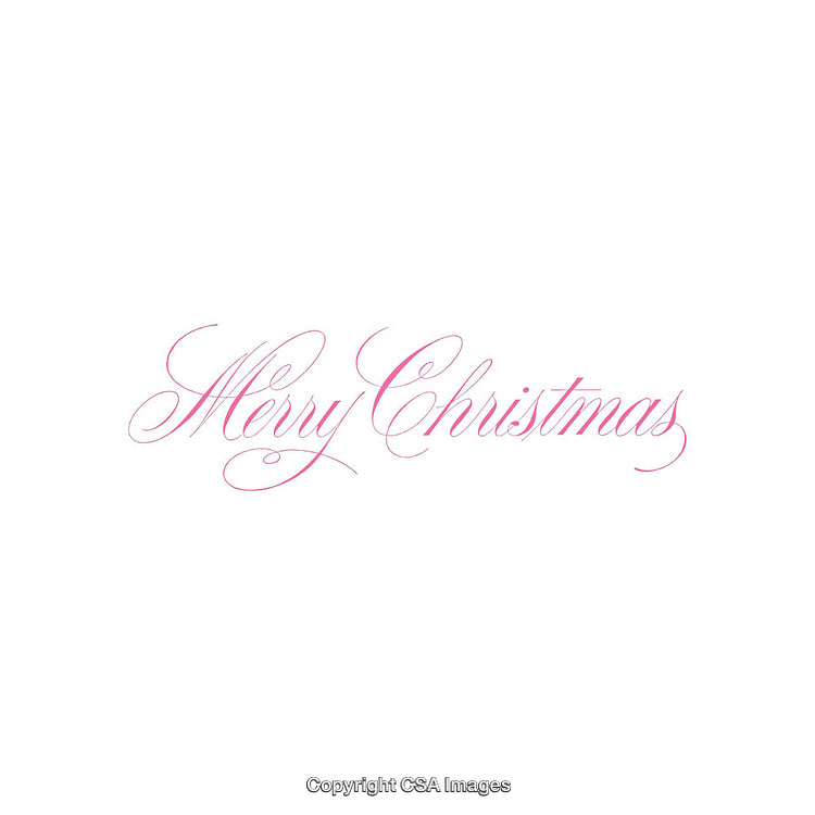 Pink Merry Christmas Calligraphy Text on White Background