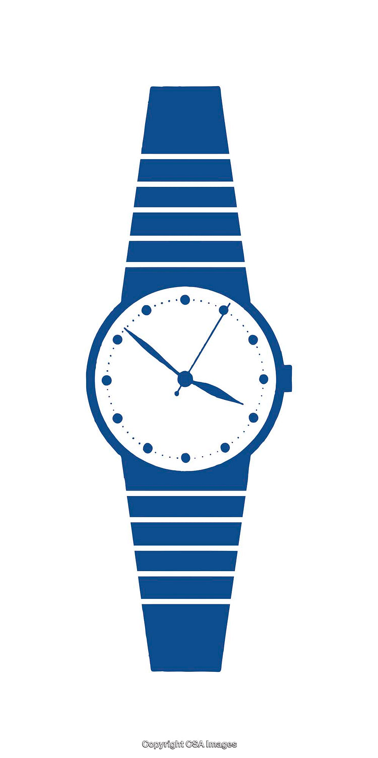 Minimal Blue Wristwatch Icon Featuring a Clean Design and Striped Band