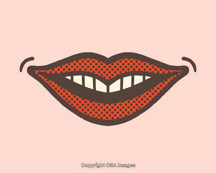 Smiling Pop Art Style Mouth Illustration on Pink Background