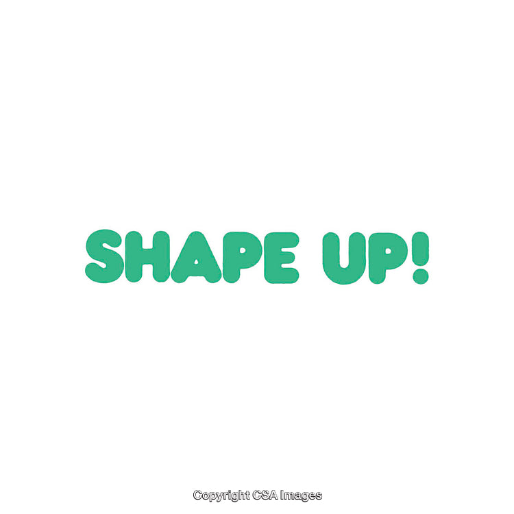 Bright Green "Shape Up!" Text on a Minimalistic White Background