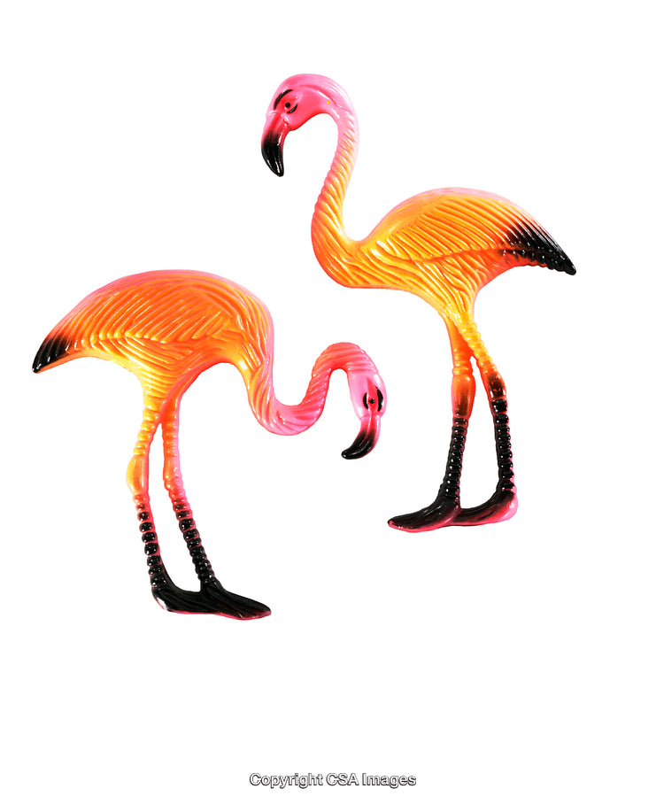 Two Colorful Flamingo Figures Illustrating Playful and Tropical Aesthetics