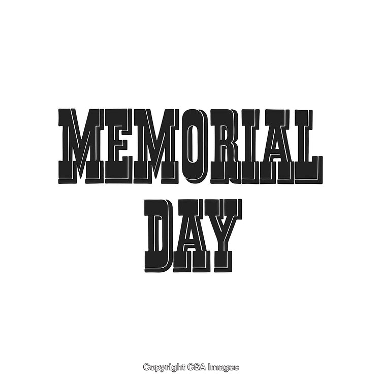 Memorial Day Bold Text Design Black and White Vector Illustration