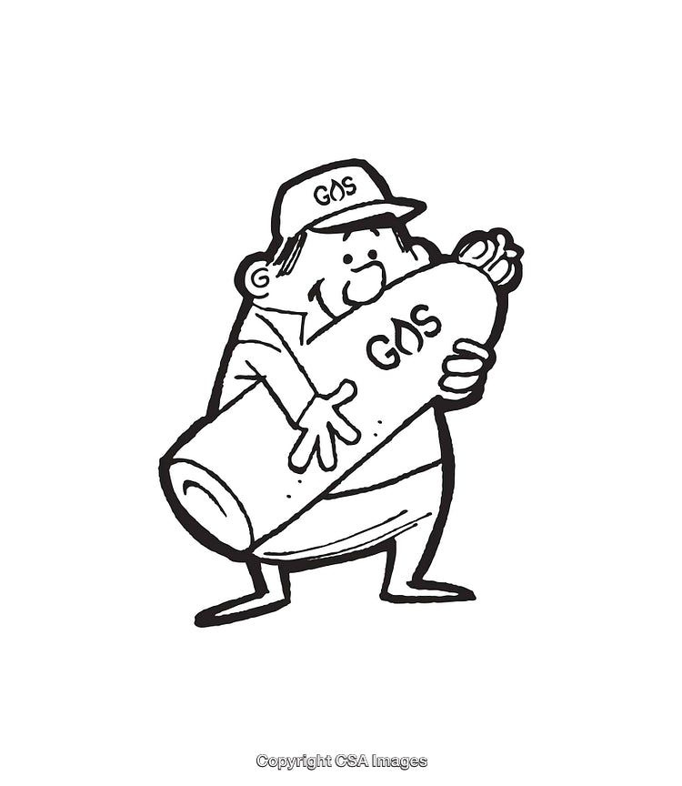 Cartoon Style Black and White Gas Delivery Worker Illustration