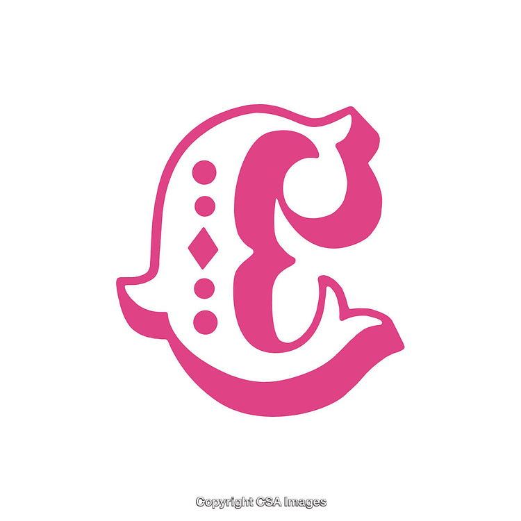 Ornamental Pink Letter C with Decorative Detail on White Background