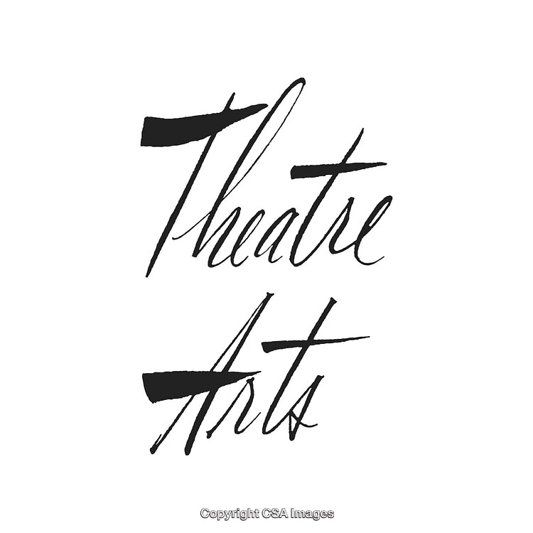 Elegant Handwritten Text of Theatre Arts in Classic Black on White